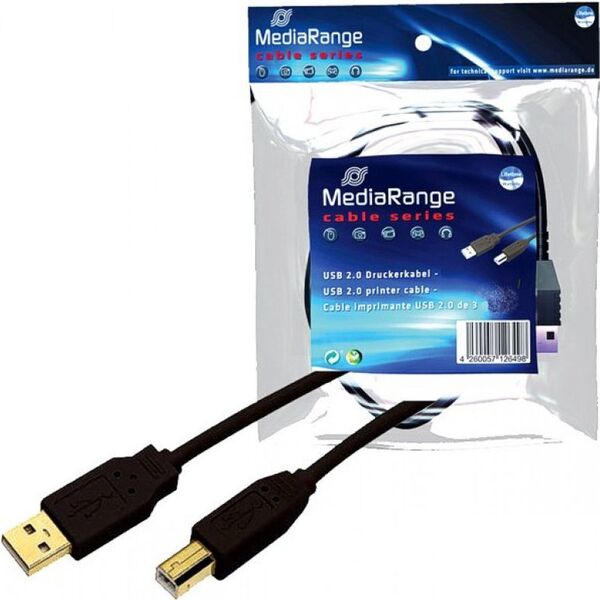 Kabel USB MediaRange USB-A - USB-B 3 m Czarny (MRCS103) 819345 4260057126498