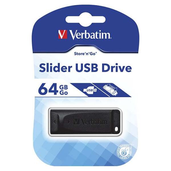Pendrive Verbatim Slider, 64 GB  (98698) 944299 23942986980
