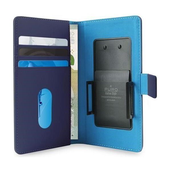 Puro Uniwersalne etuo do smartfonów z wyświetlaczem 5.1", niebieski (UNIWALLET3BLUEXL) 1073467 8033830129865