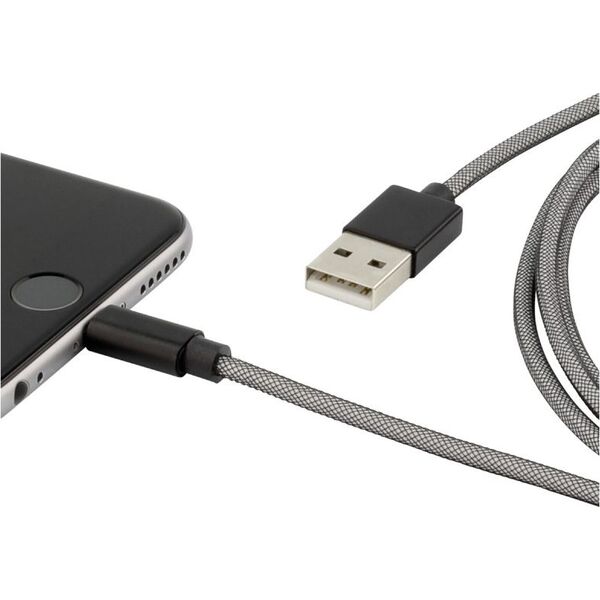 Kabel USB Ansmann USB-A - Lightning 1 m Szary (1700-0045) 1097893 4013674080601