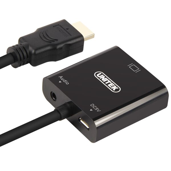Adapter AV Unitek HDMI Micro - HDMI HDMI - D-Sub (VGA) + Jack 3.5mm HDMI Mini - HDMI czarny (Y-6355) 1112222 4894160021779