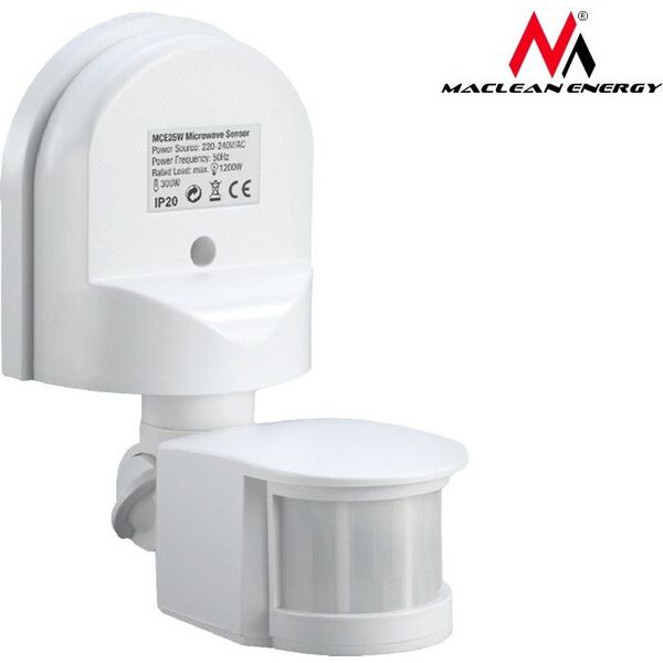 Maclean Ścienny czujnik ruchu zmierzchu 180° 1200W biały (MCE25 W) 1132763 5902211102229