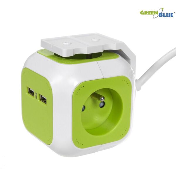 GreenBlue MagicCube poczwórne gniazdko prądowe, 2 wejścia usb 1,4m GB118 (MCE118) 1217651 5902211105121