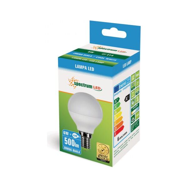Spectrum LED Kulka, E-14, 230V, 6W, CW (WOJ13023) 1225676 5907418734587