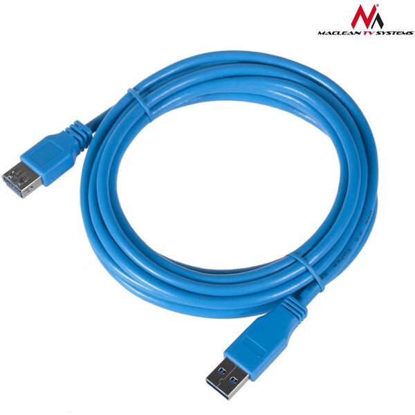 Kabel USB Maclean USB-A - USB-A 3 m Niebieski (MCTV-585) 1234285 5902211105305