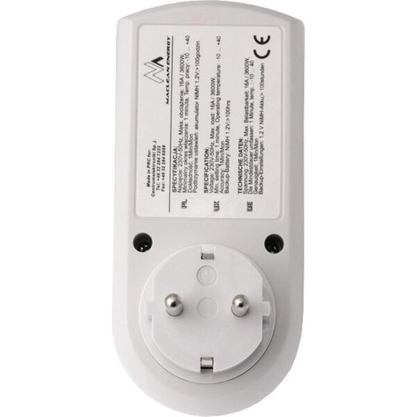Maclean Timer cyfrowy MCE05G - Czasomierz Czasomierz - programator cyfrowy, niemieckie gniazdo 1241095 5903292801315