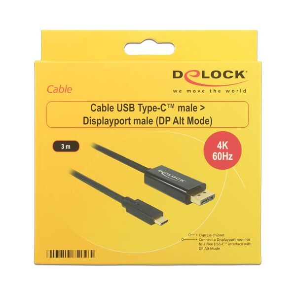 Kabel USB Delock USB-C - DisplayPort 3 m Czarny (85257) 1437037 4043619852574