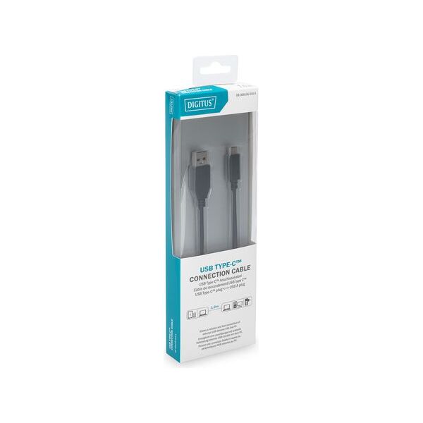 Kabel USB Digitus USB-A - USB-C 1 m Czarny (DB-300136-010-S) 1476718 4016032383772