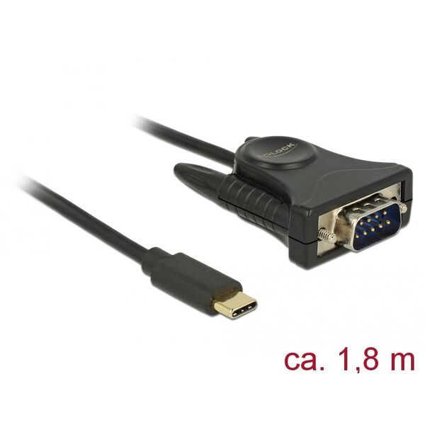 Kabel USB Delock USB-C - DB-9 1.8 m Czarny (62964) 1685638 4043619629640