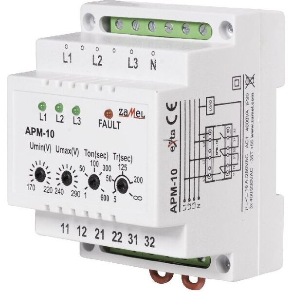 Zamel Automatyczny przełącznik faz 16A 230V/3x400V+N APM-10 (EXT10000202) 1810398 5903669072324