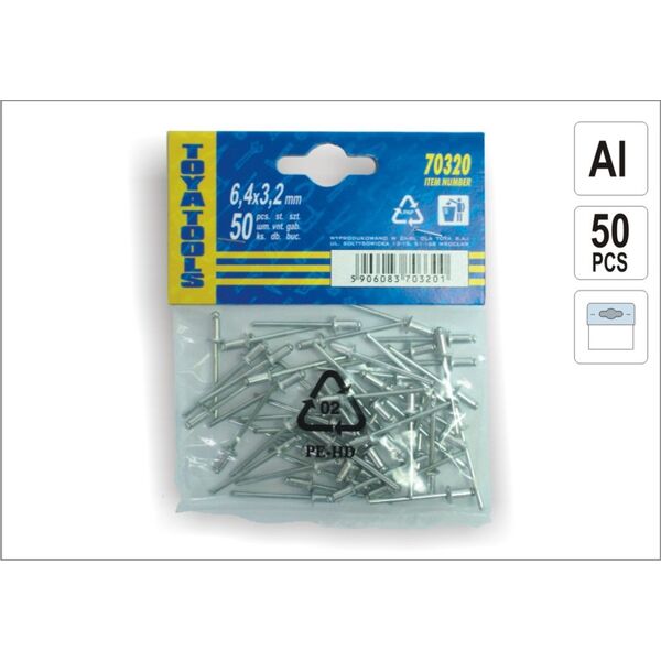 Vorel Nity aluminiowe 12,7x4,0mm 50szt. 70420 3018199 5906083704208