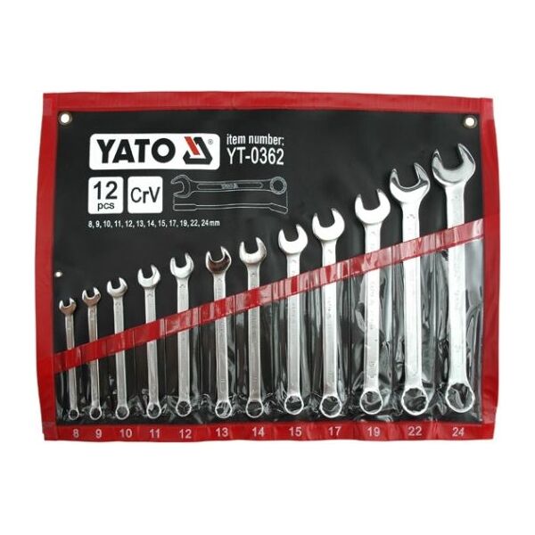 Yato Zestaw kluczy płasko-oczkowych 8-24mm 12szt. (YT-0362) 3021541 5906083903625