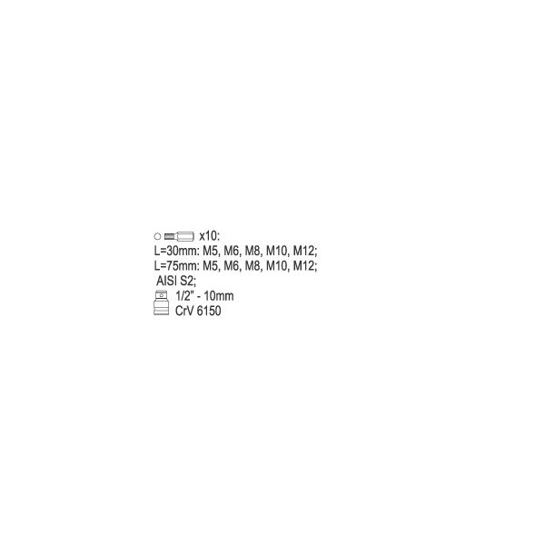 Yato Końcówki wkrętakowe Spline M5-M12 11szt. (YT-0415) 3021583 5906083904158
