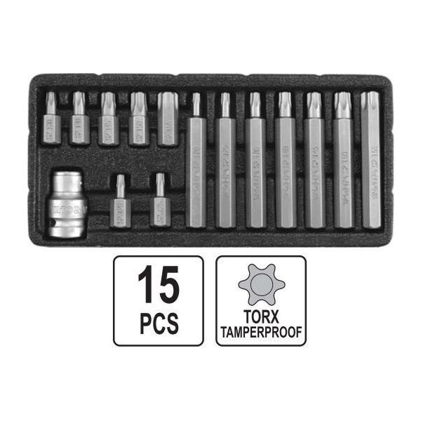 Yato Końcówki wkrętakowe Torx security T20-T55 15szt. (YT-0417) 3021585 5906083904172