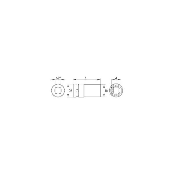 Yato Nasadka udarowa 6-kątna 1/2" 15mm długa ( YT-1035) 3021775 5906083910357