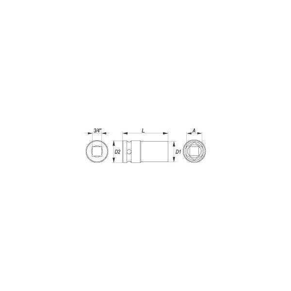 Yato Nasadka udarowa 6-kątna 3/4" 27mm długa (YT-1127) 3021824 5906083911279