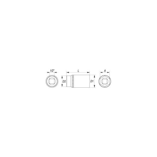 Yato Nasadka 6-kątna 1/2" 19mm długa (YT-1232) 3021890 5906083912320