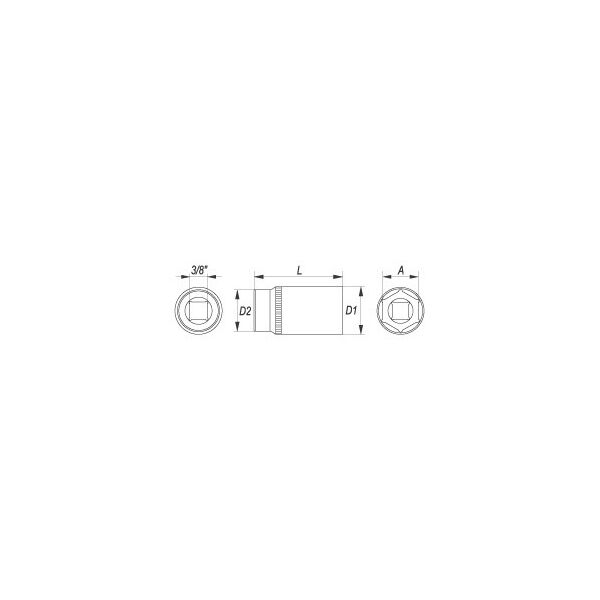 Yato Nasadka 6-kątna 3/8" 8mm długa (YT-3822) 3022376 5906083938221