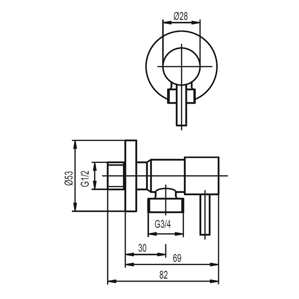 KFA Zawór kątowy uchwyt belka 1/2"x3/4"  (244-110-00) 3036385 5907571240130