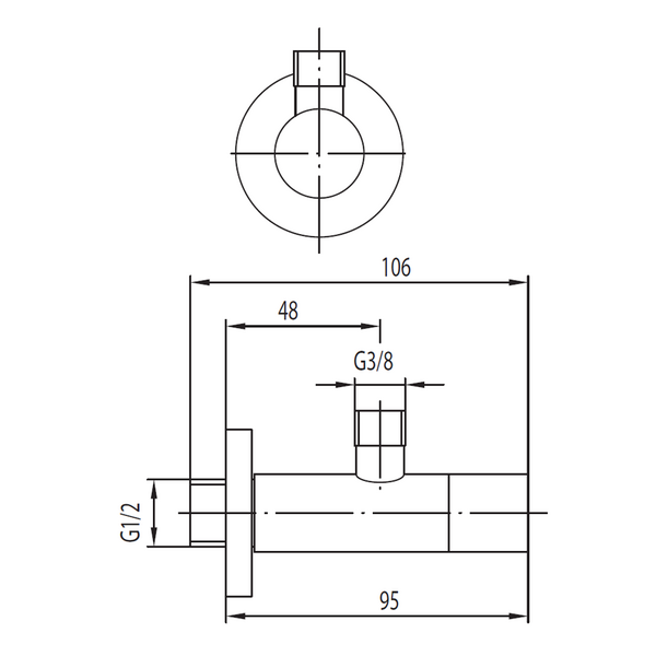 KFA Zawór kątowy uchwyt walec 1/2"x3/8"  (244-040-00) 3036391 5907571240123