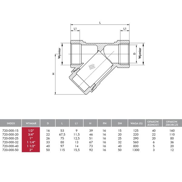 KFA Filtr osadnikowy 1/2" 720-000-15 3036579 5907571720014