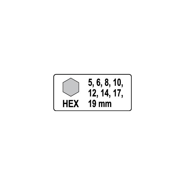 Yato Zestaw nasadek trzpieniowych imbusowych hex udarowych 1/2" H5-H19 8szt. (YT-1066) 3036625 5906083910661