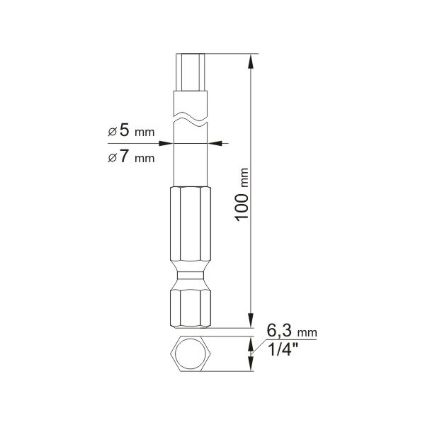 Yato Końcówki wkrętakowe Hex tamperproof 4x100mm 6x100mm 1/4 2szt. (YT-0495) 3039610 5906083904950