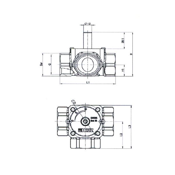 Herz Zawór mieszający 3-drogowy 5/4" DN 32 - 1213704 3074570 3838963420408