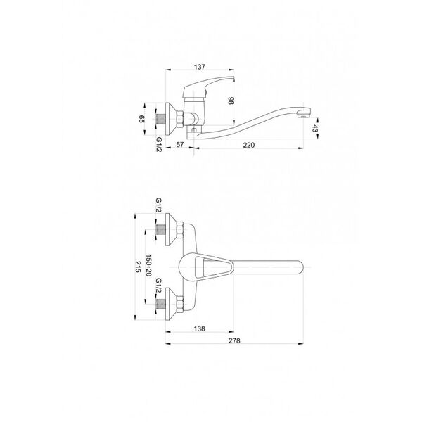 Bateria kuchenna Hydroland Atut ścienna chrom (B394) 3076666 5900308742167