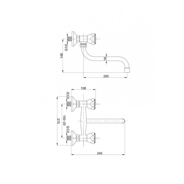 Bateria kuchenna Hydroland Standard ścienna chrom (B104) 3076731 5900238565133