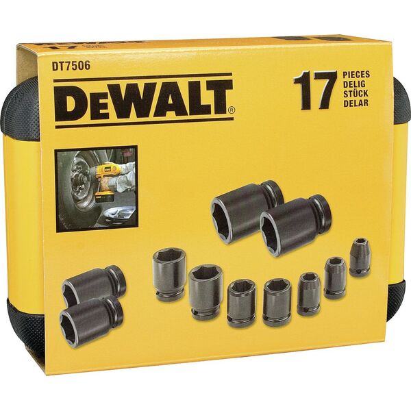 Dewalt Zestaw nasadek udarowych 6-kątnych 1/2" 6-27mm 17szt. (DT7506-QZ) 3094571 5035048078624