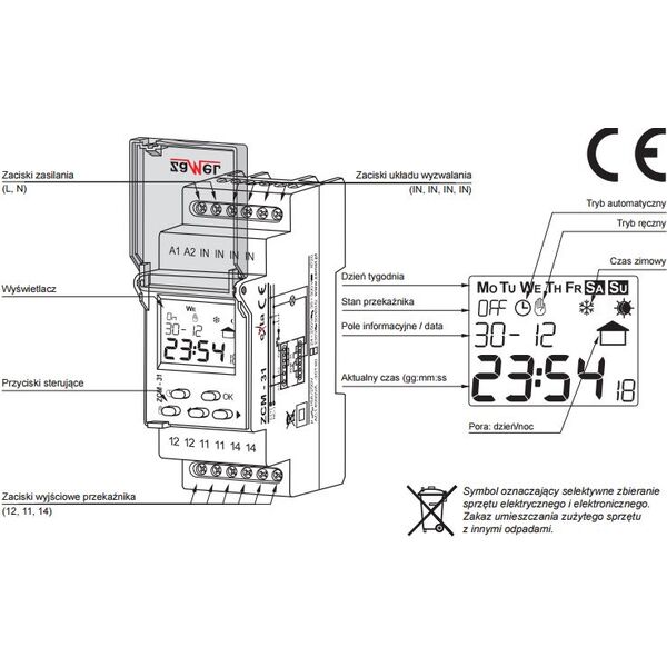 Zamel Programator czasowy 1-kanałowy tygodniowy 230V AC (ZCM-31) 3113883 5903669008033