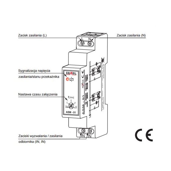 Zamel Automat schodowy 16A 48mA 1NO 230V AC ASM-01 3114394 5903669121121