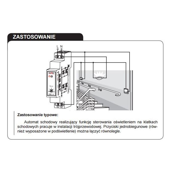 Zamel Automat schodowy 16A 48mA 1NO 230V AC ASM-01 3114394 5903669121121