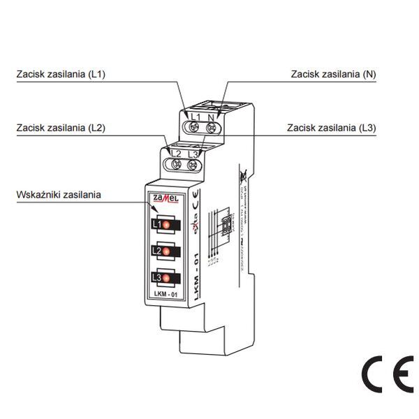 Zamel Wskaźnik zasilania LKM-01-10 1P 230V 2,8mA LKM-01-40 3114405 5903669021681