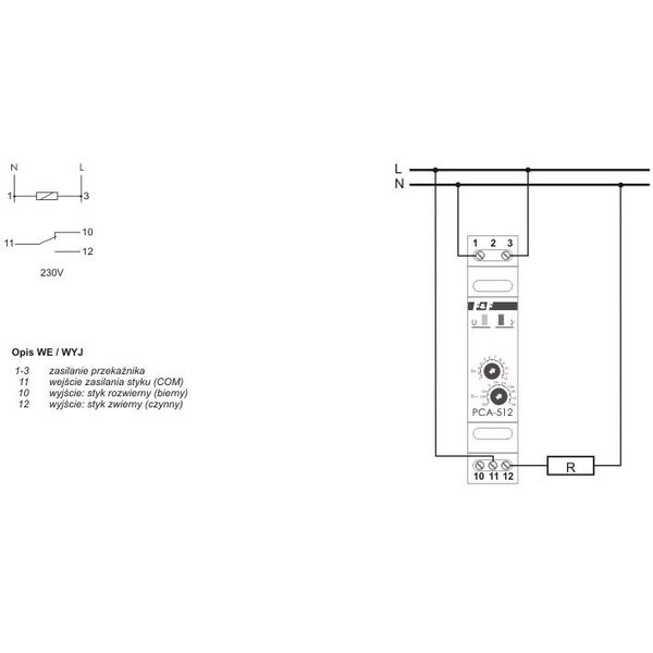 F&F Przekaźnik czasowy jednofunkcyjny 230V 10A - PCA-512 3115409 5908312595434