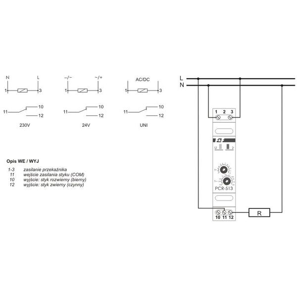 F&F Przekaźnik czasowy jednofunkcyjny 230V 10A - PCR-513 3115412 5908312595441
