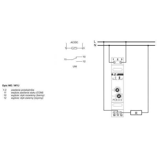 F&F Przekaźnik czasowy jednofunkcyjny 12-264V 10A - PCR-513 UNI 3115414 5908312591375