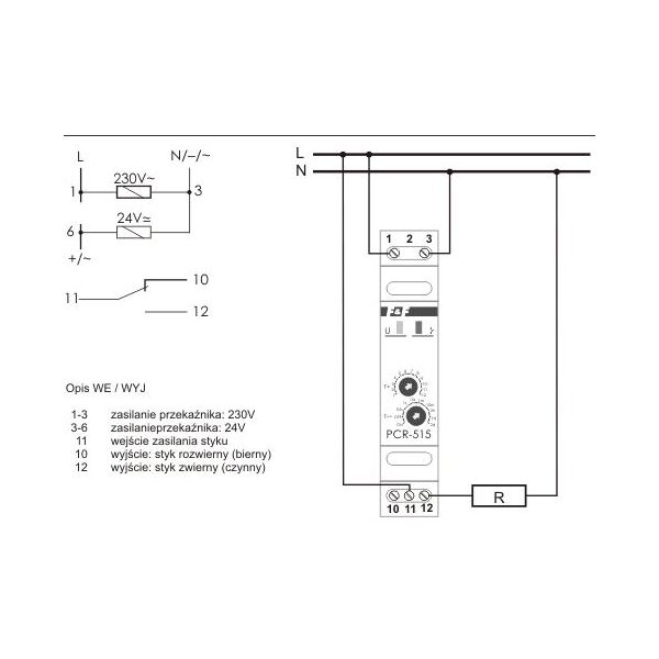 F&F Przekaźnik czasowy jednofunkcyjny 24/230V 10A - PCR-515 DUO 3115415 5908312595472
