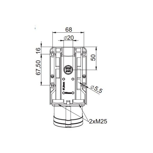 PCE Gniazdo Kombi z rozłącznikiem 0-1 32A M25 32/5 400V IP44 925-6w 3115629 5907711106425