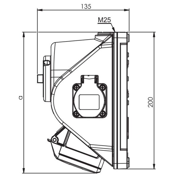 PCE Gniazdo stałe z wyłącznikiem Combo-Pol 16A 400V 3P+Z+N 2x230V IP44 96061542W 3115645 5907711108399
