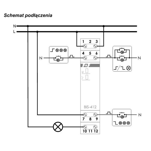 F&F Przekaźnik bistabilny grupowy 230V 10A 1 moduł - BIS-412 3115751 5908312596226