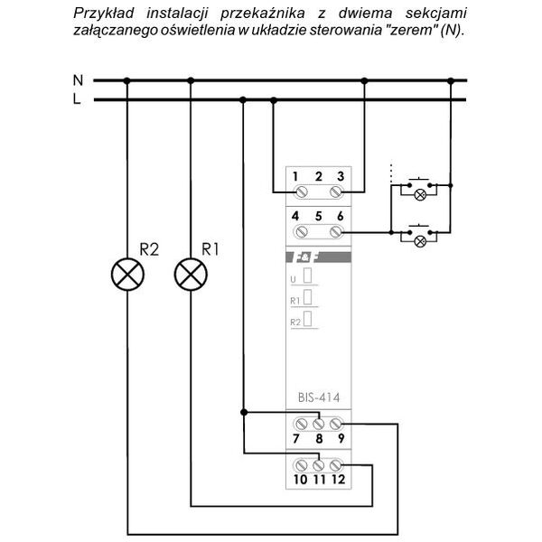 F&F Przekaźnik impulsowy 230V 2x10A na szynę TH35 - BIS-414 3115755 5908312595755