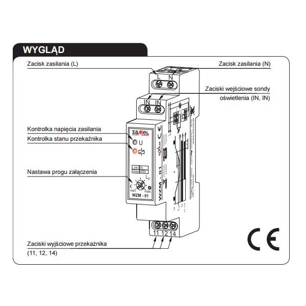 Zamel Wyłącznik zmierzchowy z sondą SOH-01 230V AC WZM-01/S1 3116996 5903669001317
