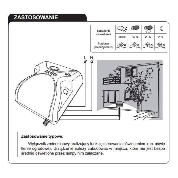 Zamel Wyłącznik zmierzchowy natynkowy z sondą 230V AC IP54 WZS-01 3116998 5903669021759