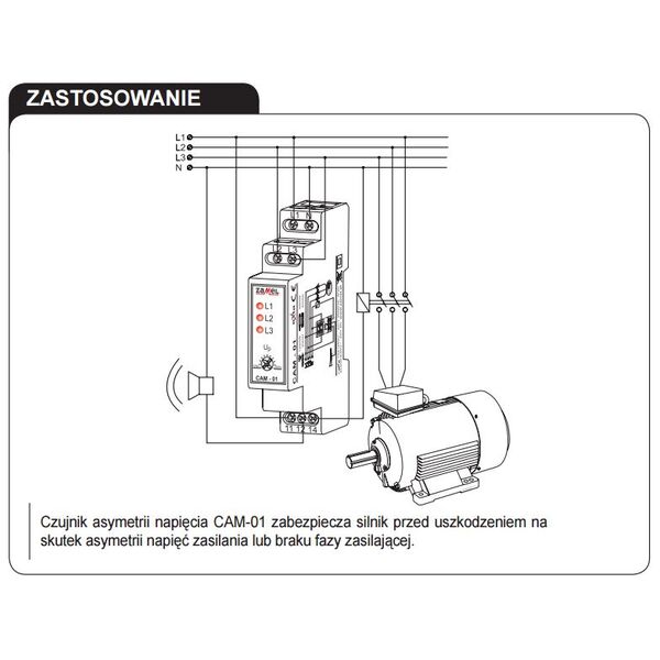 Zamel Czujnik asymetrii Faz 230/400V AC CAM-01 3117007 5903669021957