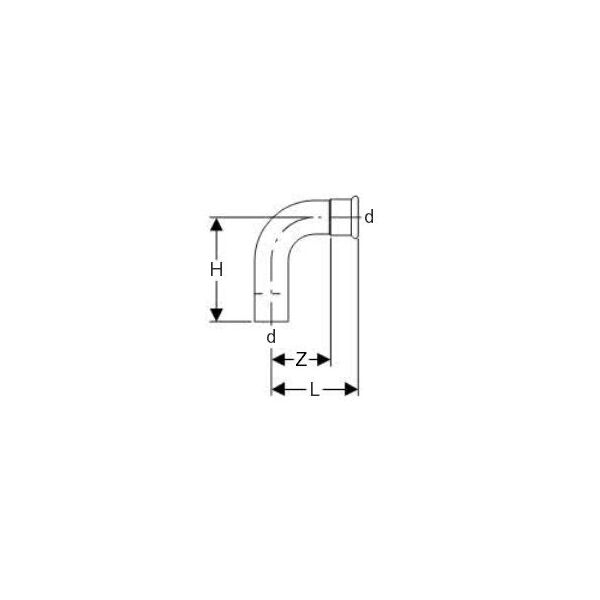Geberit Kolano jednokielichowe 90° Ø22mm MAPRESS C-STAHL - 20304 3123072 4024723203049