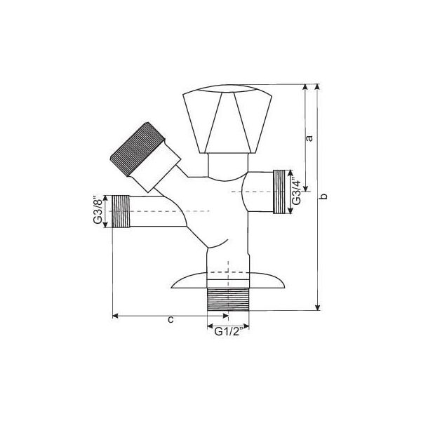 Hydroland Zawór kątowy kombinowany 1/2"x3/8"x3/4"  (5900308745281) 3128847 5900308745281