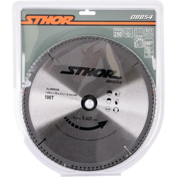 Sthor Piła tarczowa z węglikiem do aluminium 250x30mm 100z - 08854 3136549 5906083088544