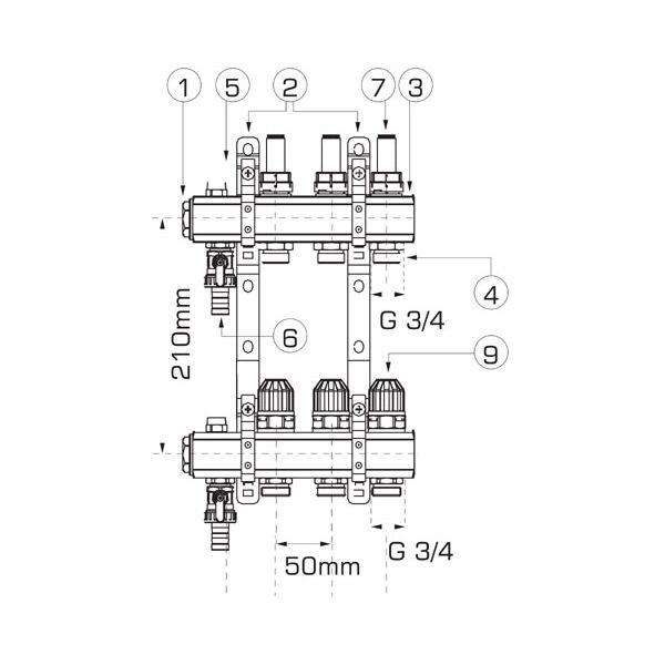 Ferro Rozdzielacz typ RZP1 3-drogowy 1" - RZP03S 3157577 5901095680083